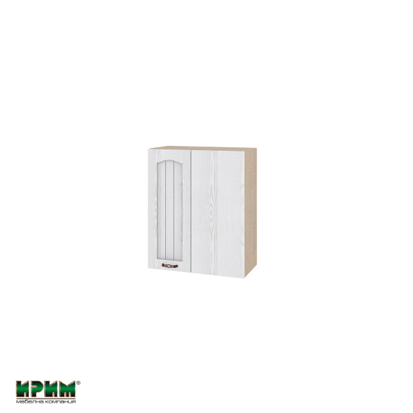 Горен модул за ъгъл с врата и рафт МФ-Бяло фладер-04-17 (десен)