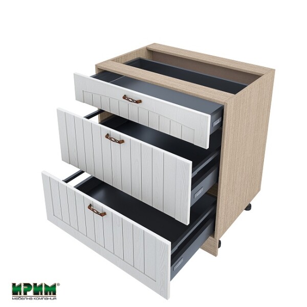 Долен модул с три чекмеджета с плавно затваряне МФ-Бяло фладер-04-55