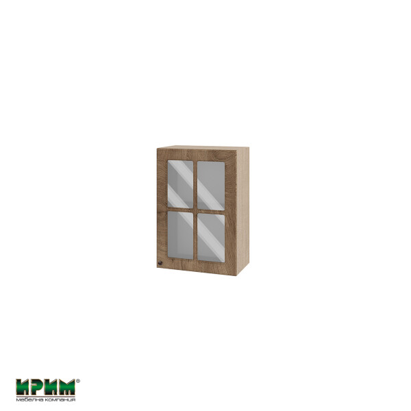 Горен модул с витринна врата и рафт МФ-Дъб натурал-06-118