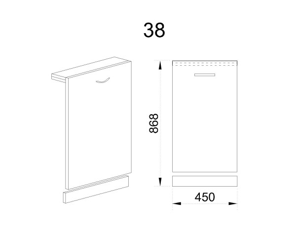 Врата за съдомиялна МФ-Дъб натурал-06-38