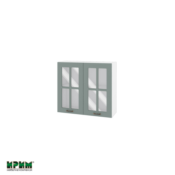 Горен модул с две витринни врати и рафт БФ-Олив мат-11-104