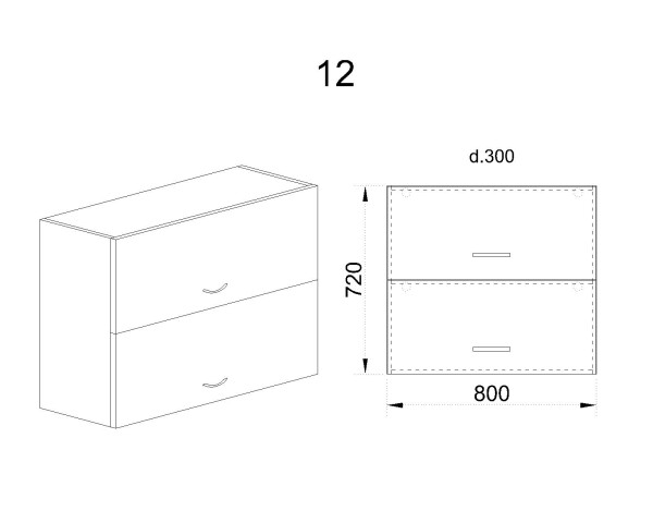 Горен модул с две хоризонтални врати БФ-Олив мат-11-12