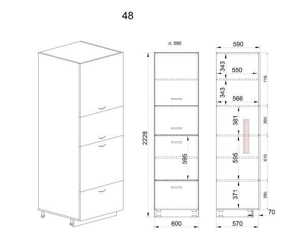 Колонен модул четири врати МФ-Карбон мат-11-48