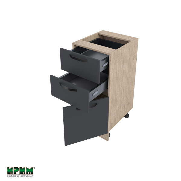 Долен модул с две чекмеджета и врата с плавно затваряне МФ-Карбон мат-11-53