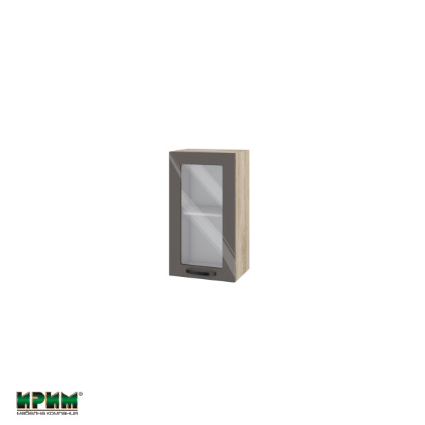 Горен модул с витринна врата и рафт АРФ-Антрацит гланц-05-202