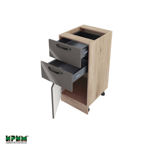 Долен модул с две чекмеджета и врата с плавно затваряне АРФ-Антрацит гланц-05-53