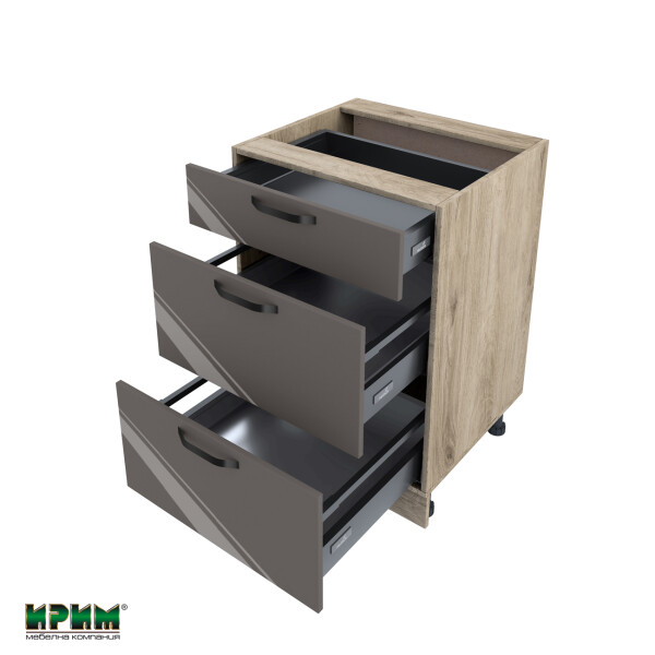 Долен модул с три чекмеджета с плавно затваряне АРФ-Антрацит гланц-05-54