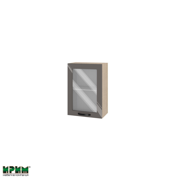 Горен модул с витринна врата и рафт МФ-Антрацит гланц-05-218