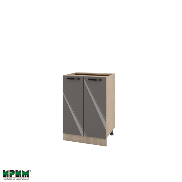 Долен модул за вграждане на мивка с две врати и рафт МФ-Антрацит гланц-05-22