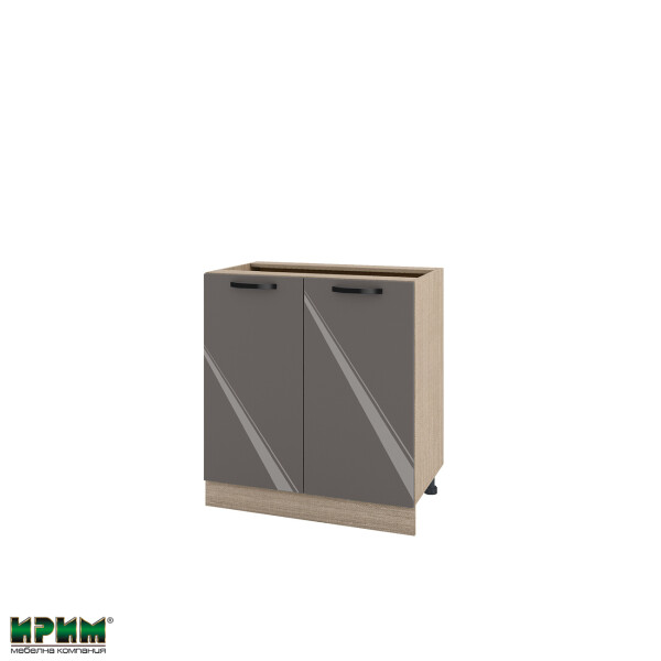 Долен модул за вграждане на мивка с две врати и рафт МФ-Антрацит гланц-05-23