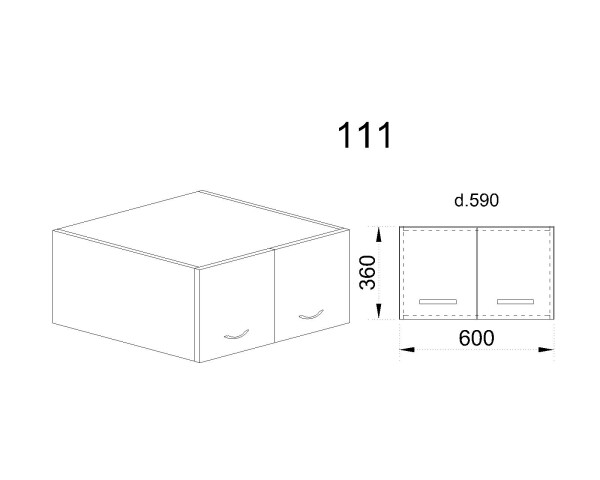 Горен модул с две врати МФ-Крийм гланц-11-111