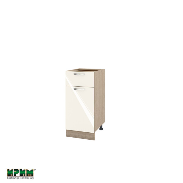 Долен модул с чекмедже,врата и рафт МФ-Крийм гланц-11-24