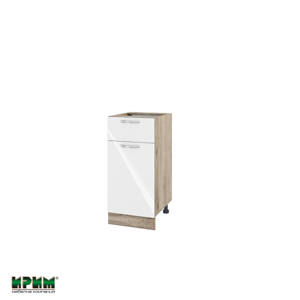 Долен модул с чекмедже,врата и рафт АРФ-Бяло гланц-05-24