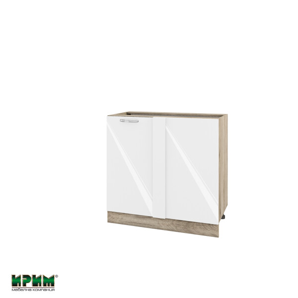 Долен модул за ъгъл с врата и рафт АРФ-Бяло гланц-05-42