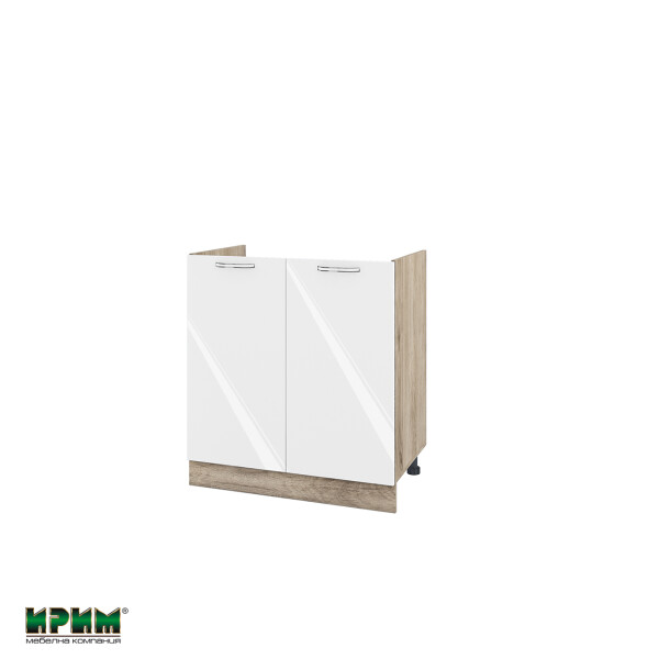 Долен модул за бордова мивка с две врати АРФ-Бяло гланц-05-30