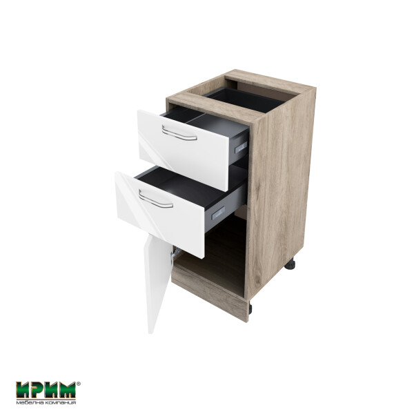 Долен модул с две чекмеджета и врата с плавно затваряне АРФ-Бяло гланц-05-53