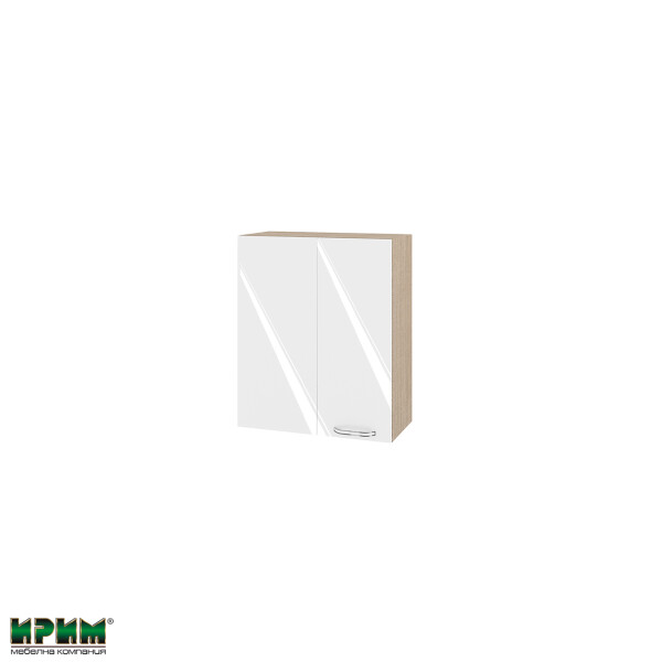 Горен модул за ъгъл с врата и рафт МФ-Бяло гланц-05-17