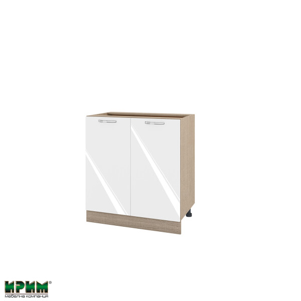 Долен модул за вграждане на мивка с две врати и рафт МФ-Бяло гланц-05-23