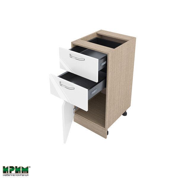 Долен модул с две чекмеджета и врата с плавно затваряне МФ-Бяло гланц-05-53