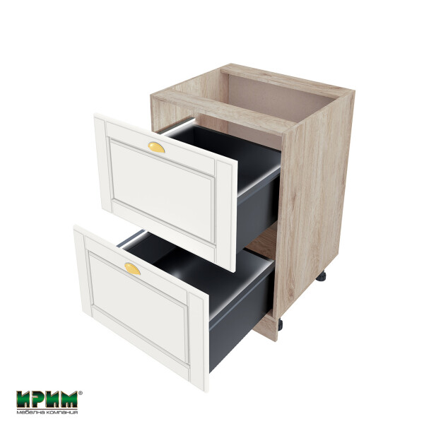 Долен модул с две чекмеджета с плавно затваряне и LED осветление АРФ-Бяло мат-09-72