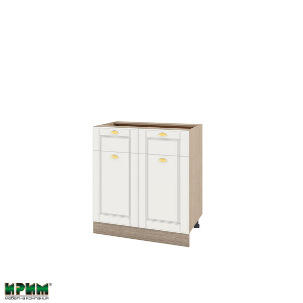 Долен модул с 2 чекмеджета,2 врати и рафт МФ-Бяло мат-09-26