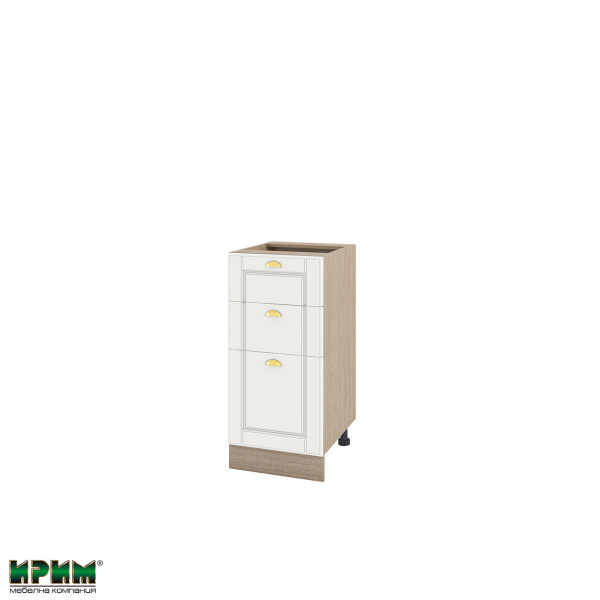 Долен модул с 2 чекмеджета,врата и рафт МФ-Бяло мат-09-27 (десен)