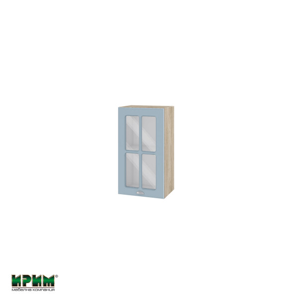 Горен модул с витринна врата и рафт АРФ-Деним мат-06-102