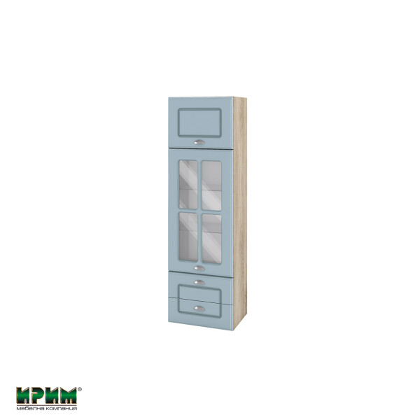 Горен модул с врата,витрина и две чекмеджета АРФ-Деним мат-06-101