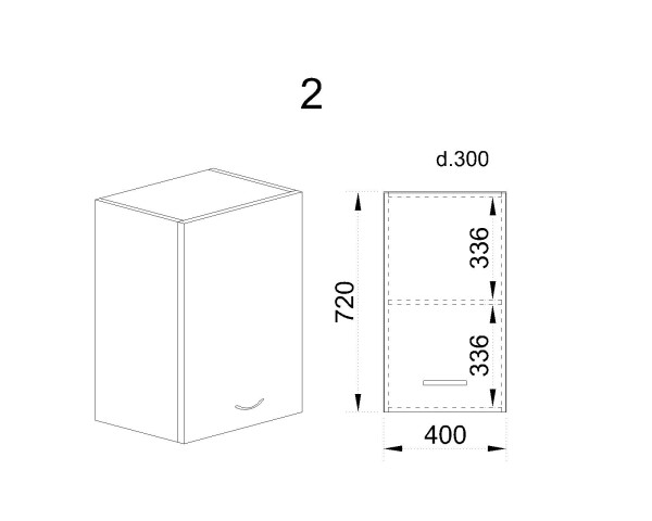 Горен модул с врата и рафт БФ-Цимент мат-06-2