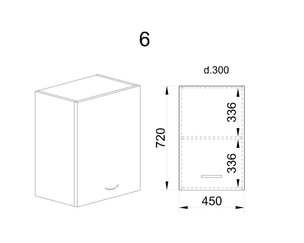 Горен модул с врата и рафт БФ-Цимент мат-06-6