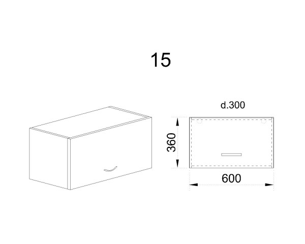 Горен модул с хоризонтална врата АРФ-Цимент мат-06-15