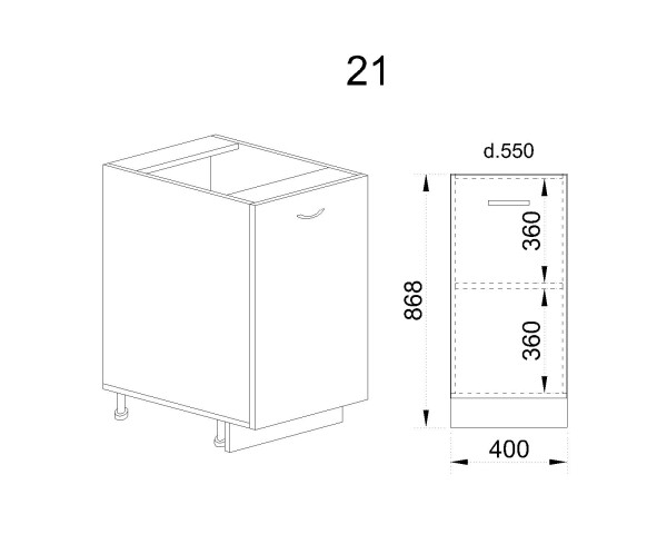 Долен модул с врата и рафт АРФ-Цимент мат-06-21