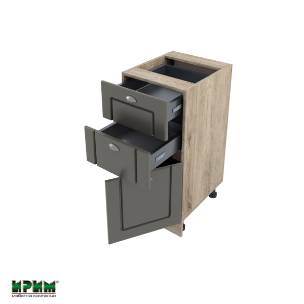 Долен модул с две чекмеджета и врата с плавно затваряне АРФ-Цимент мат-06-53 (десен)