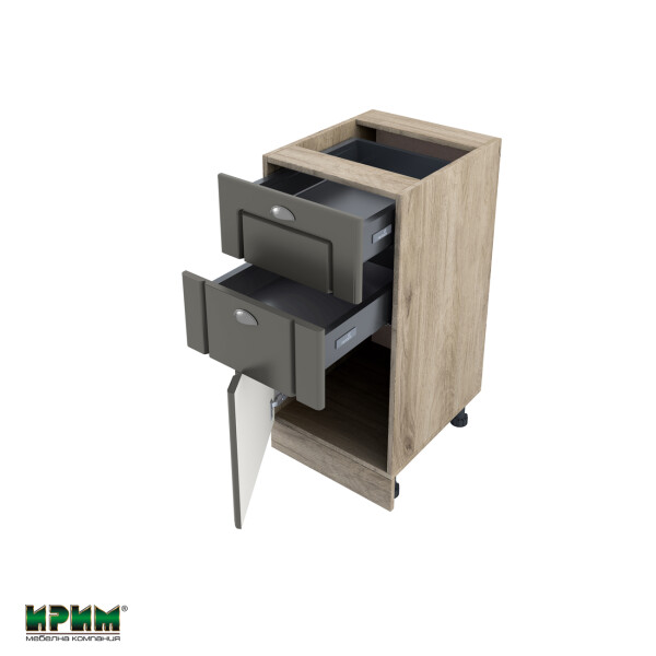 Долен модул с две чекмеджета и врата с плавно затваряне АРФ-Цимент мат-06-73 (ляв)