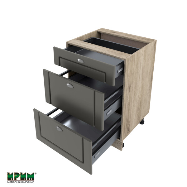 Долен модул с три чекмеджета с плавно затваряне АРФ-Цимент мат-06-54