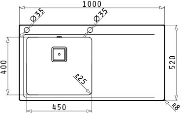 Мивка от неръждаема стомана Olynthos (100x52) 1B 1D