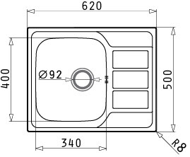 Мивка от неръждаема стомана Athena (62x50) 1B 1D
