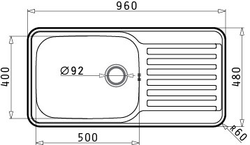 Мивка от неръждаема стомана Space Plus (96x48) 1B 1D