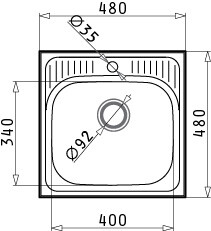 Мивка от неръждаема стомана ΕΤ34 (48X48)