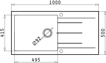 Мивка от гранит Alazia Plus (100x50) 1B 1D