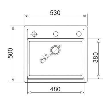 Мивка от гранит Camea (53x50) 1B Индустриално сиво