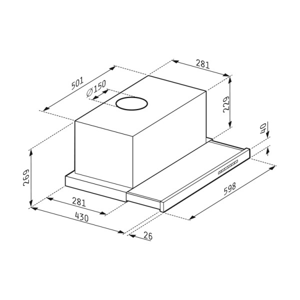 Абсорбатор за вграждане Плъзгащ TURBO SLIM essential