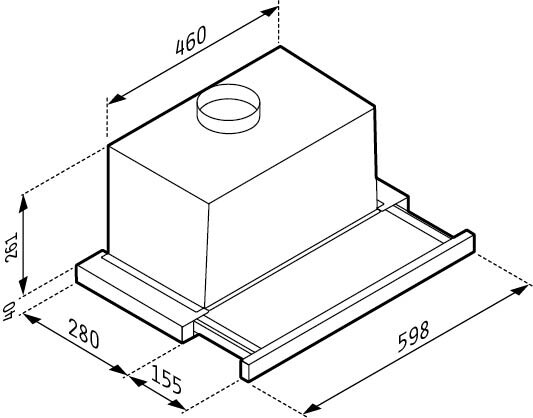 Абсорбатор за вграждане 60см Инокс Плъзгащ TURBO essential