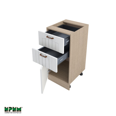 Долен модул с две чекмеджета и врата с плавно затваряне МФ-Бяло фладер-04-73 (ляв)